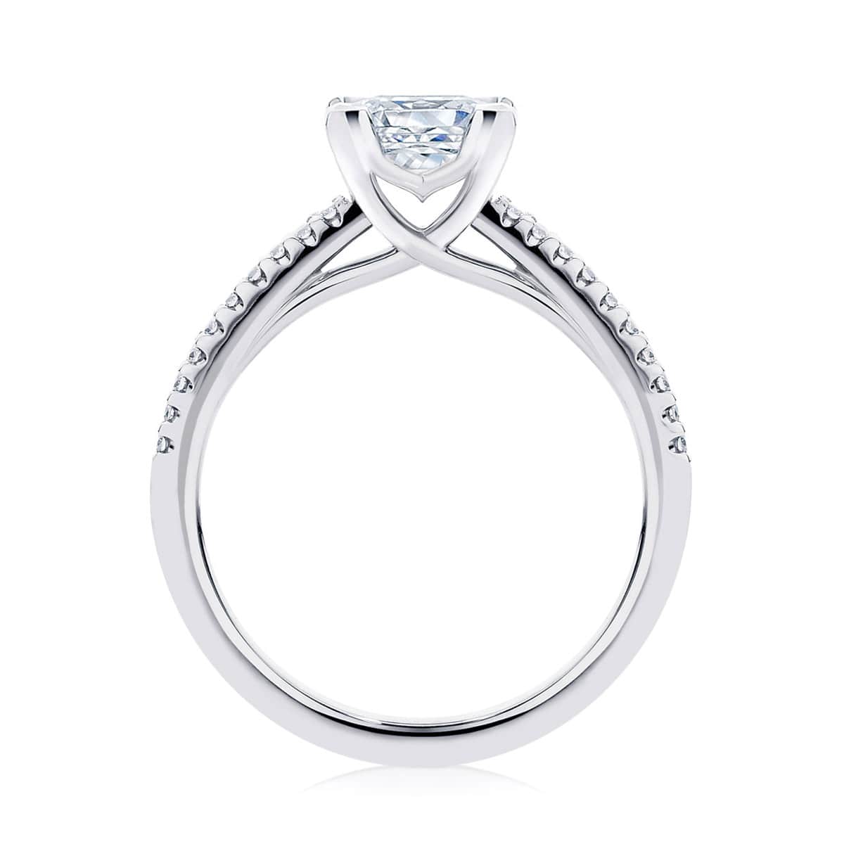 Princess Diamond with Side Stones Ring in Platinum | Aurelia (Princess)