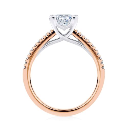 Princess Diamond with Side Stones Ring in Rose Gold | Aurelia (Princess)