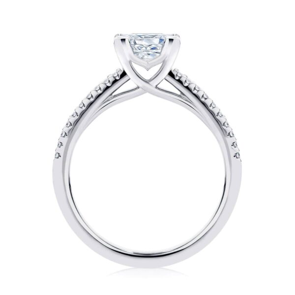 Princess Diamond with Side Stones Ring in White Gold | Aurelia (Princess)