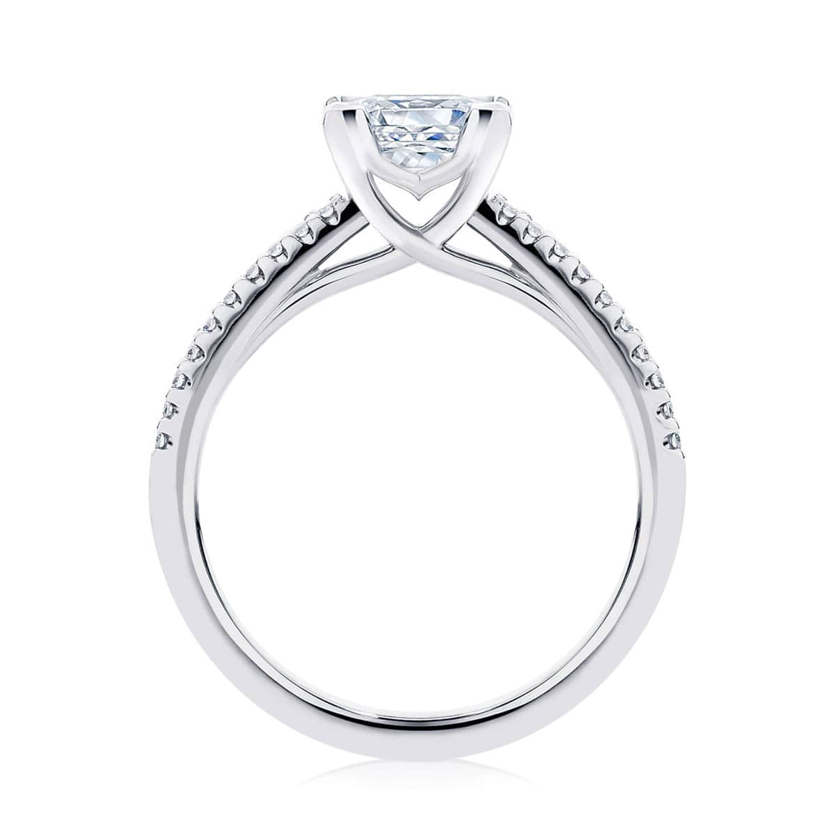 Princess Diamond with Side Stones Ring in White Gold | Aurelia (Princess)