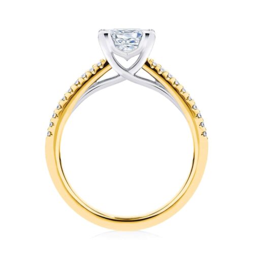 Princess Diamond with Side Stones Ring in Yellow Gold | Aurelia (Princess)