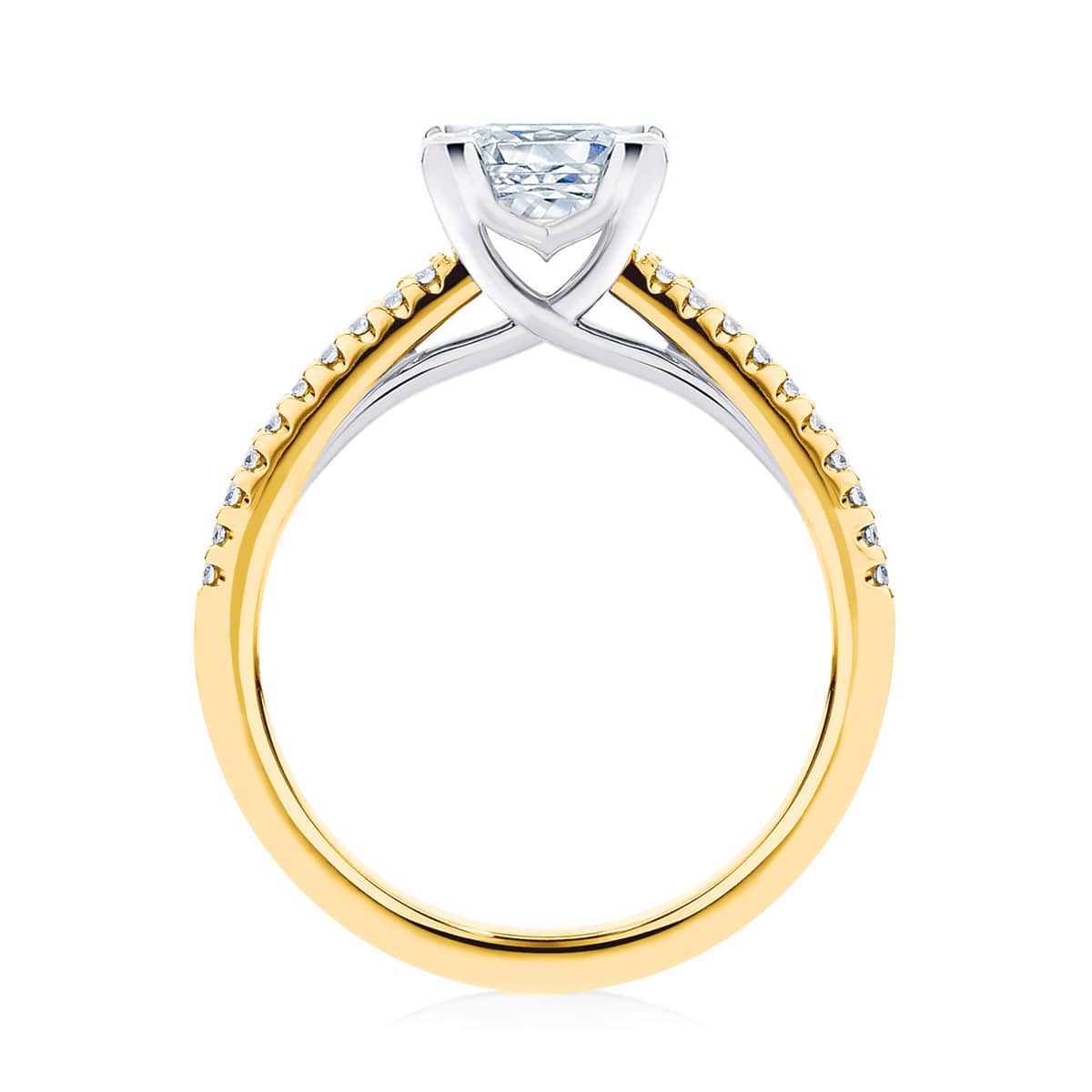 Princess Diamond with Side Stones Ring in Yellow Gold | Aurelia (Princess)