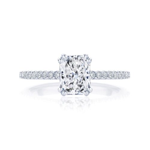 Radiant Diamond with Side Stones Ring in Platinum | Aurelia (Radiant Cut)