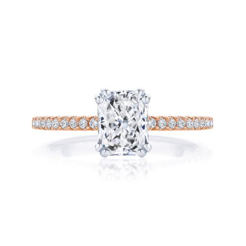 Radiant Diamond with Side Stones Ring in Rose Gold | Aurelia (Radiant Cut)