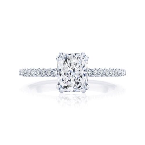 Radiant Diamond with Side Stones Ring in White Gold | Aurelia (Radiant Cut)