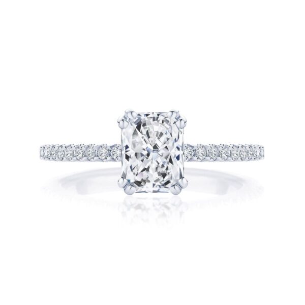 Radiant Diamond with Side Stones Ring in White Gold | Aurelia (Radiant Cut)