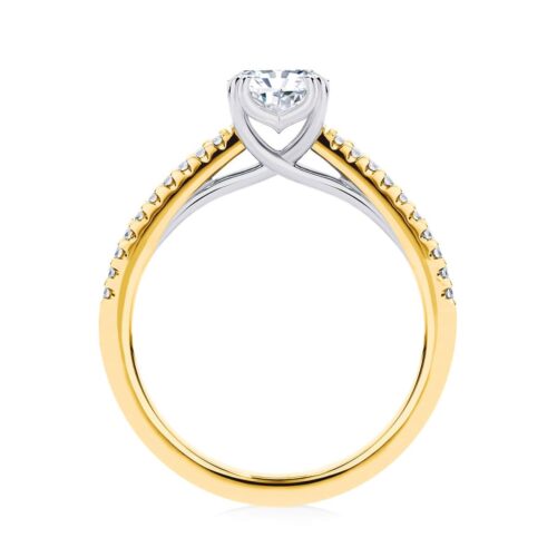 Radiant Diamond with Side Stones Ring in Yellow Gold | Aurelia (Radiant Cut)