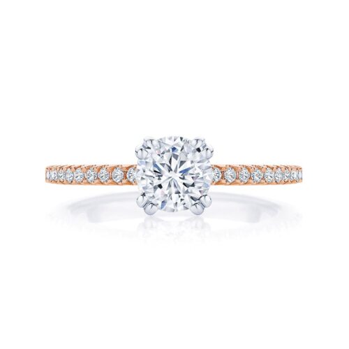 Round Diamond with Side Stones Ring in Rose Gold | Aurelia (Round)