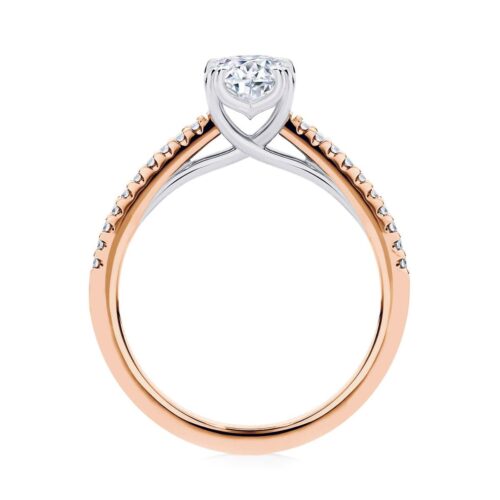 Round Diamond with Side Stones Ring in Rose Gold | Aurelia (Round)