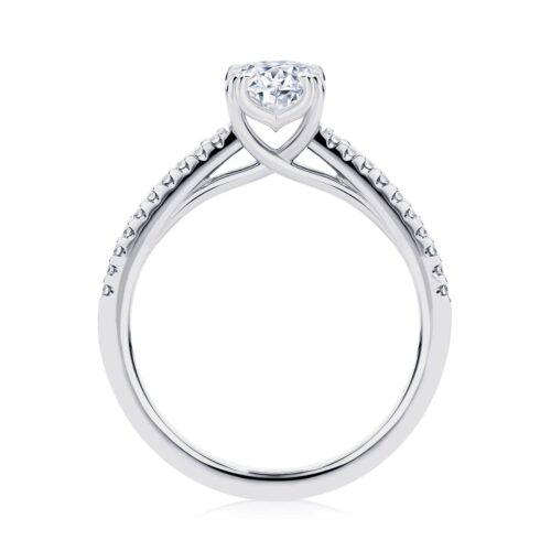 Round Diamond with Side Stones Ring in White Gold | Aurelia (Round)