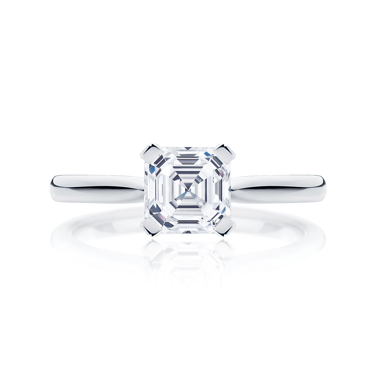 Asscher Diamond Solitaire Ring in Platinum | Ballerina (Asscher)