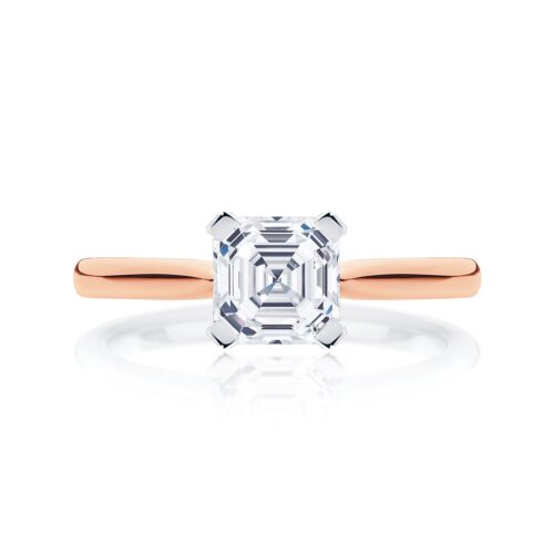 Asscher Diamond Solitaire Ring in Rose Gold | Ballerina (Asscher)