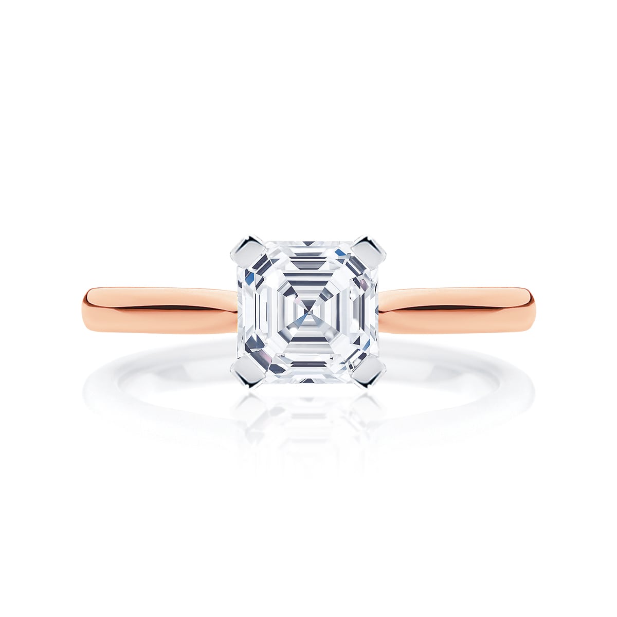 Asscher Diamond Solitaire Ring in Rose Gold | Ballerina (Asscher)