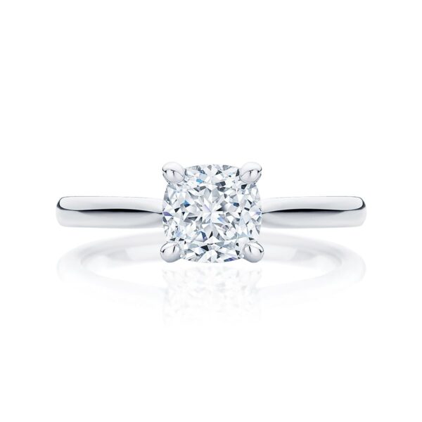 Cushion Diamond Solitaire Ring in White Gold | Ballerina (Cushion)