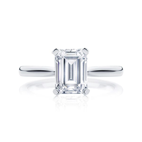 Emerald Diamond Solitaire Ring in White Gold | Ballerina (Emerald Cut)