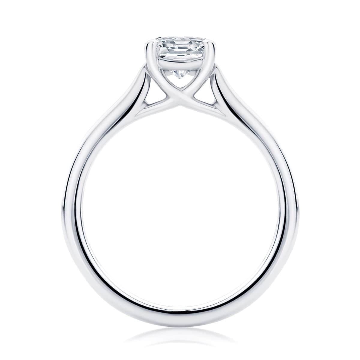 Emerald Diamond Solitaire Ring in Platinum | Ballerina (Emerald Cut)
