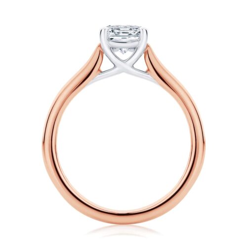 Emerald Diamond Solitaire Ring in Rose Gold | Ballerina (Emerald Cut)