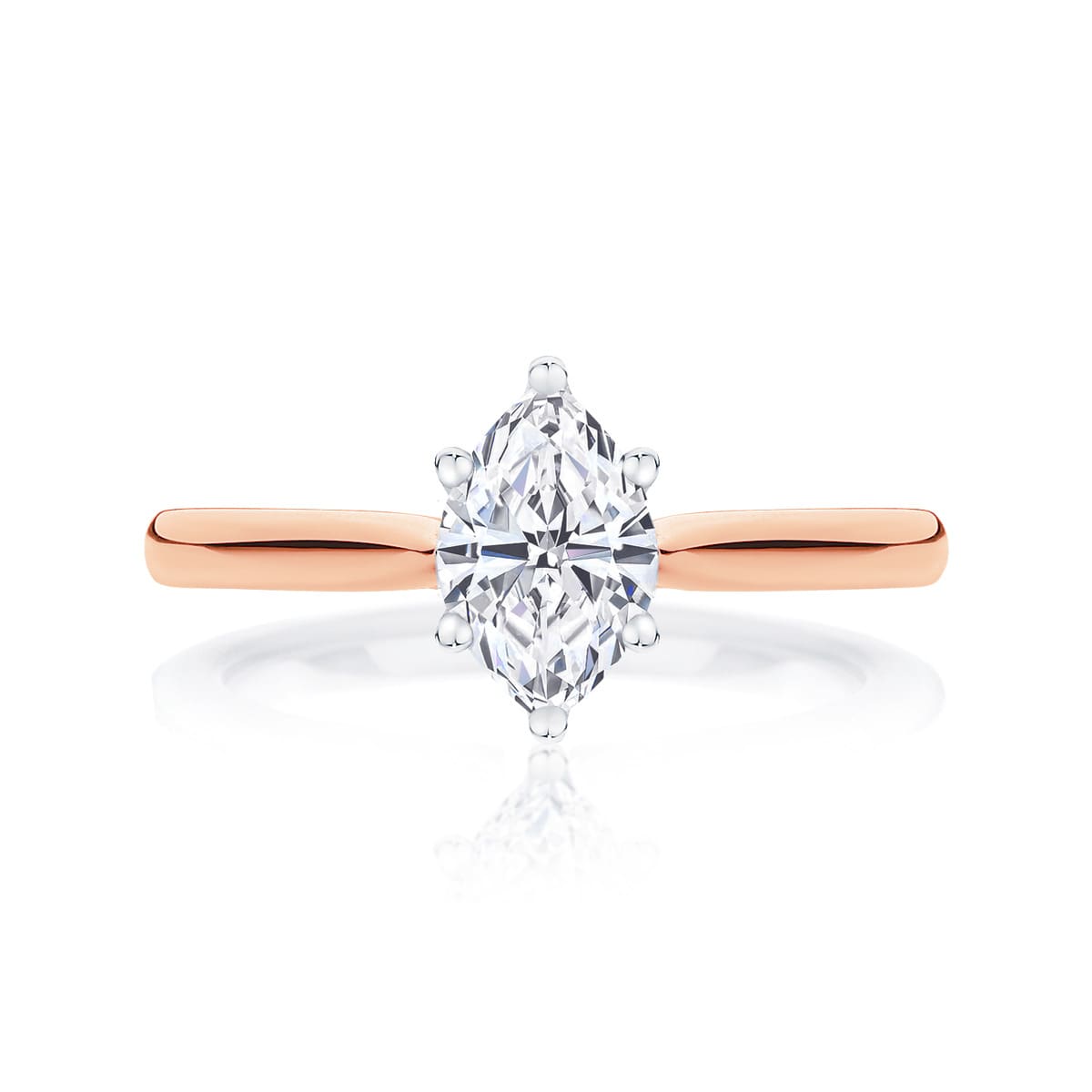 Marquise Diamond Solitaire Ring in Rose Gold | Ballerina (Marquise)