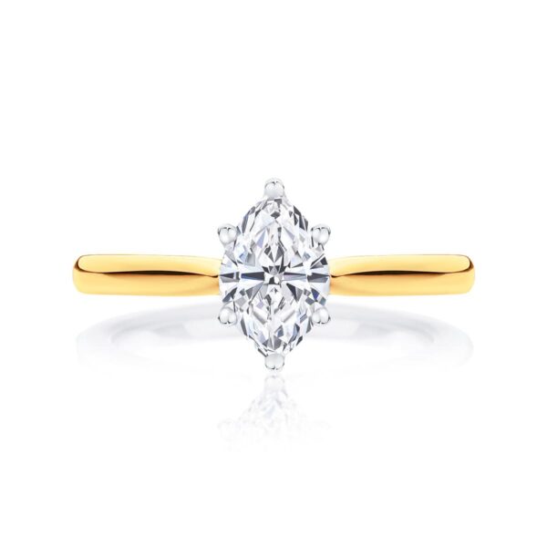 Marquise Diamond Solitaire Ring in Yellow Gold | Ballerina (Marquise)