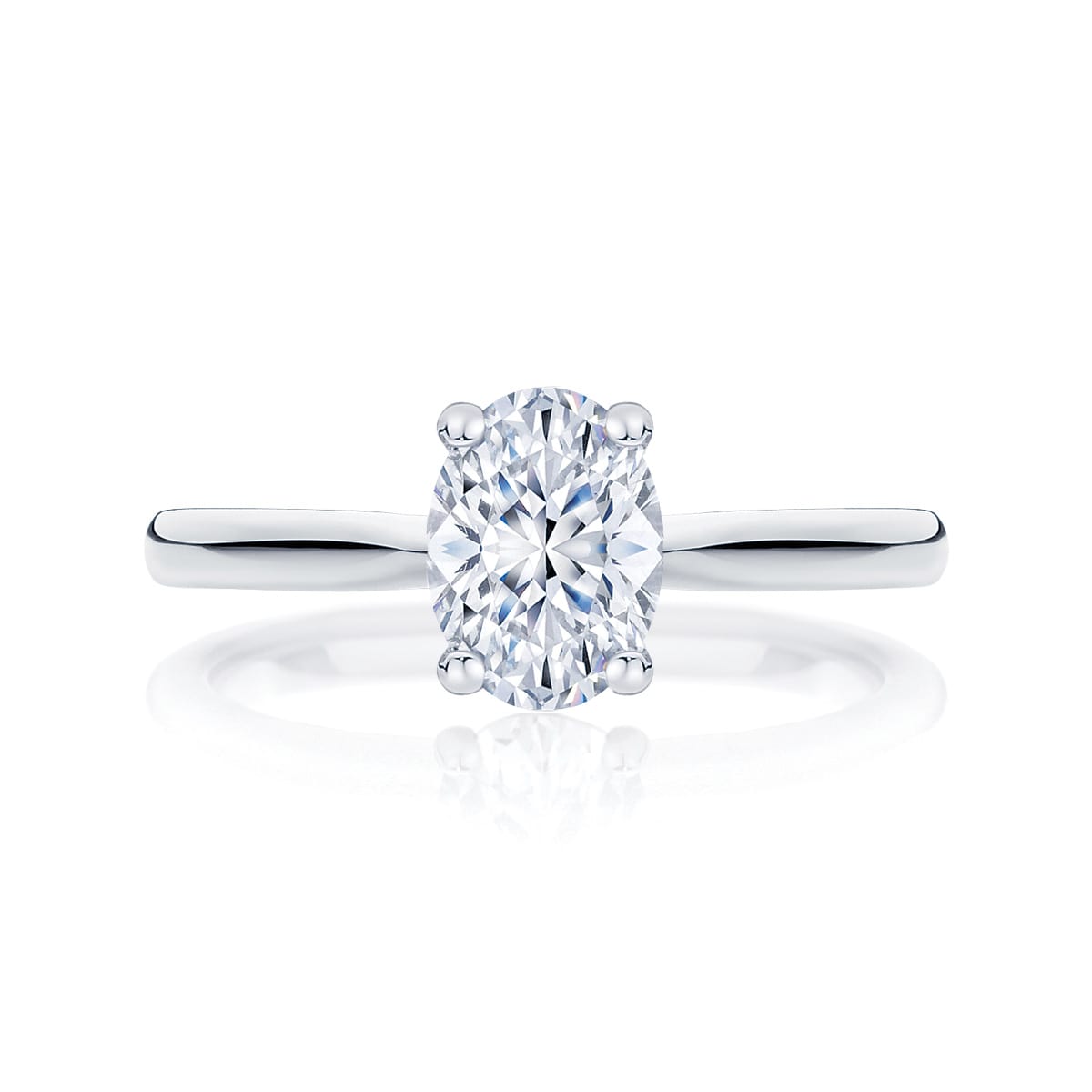 Oval Diamond Solitaire Ring in Platinum | Ballerina (Oval)
