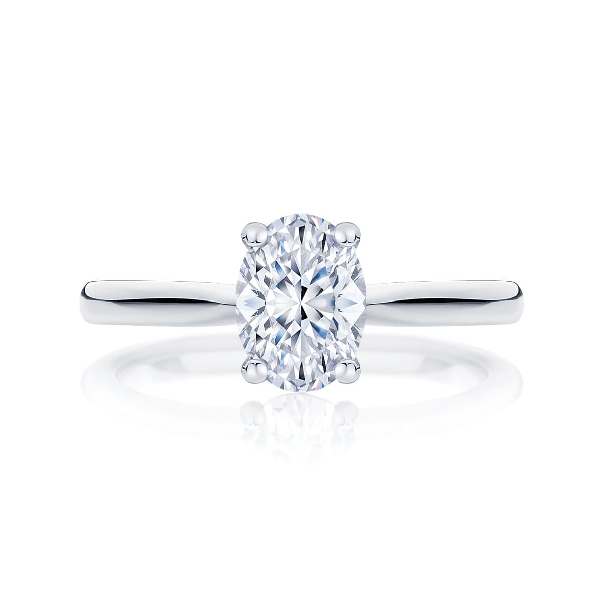 Oval Diamond Solitaire Ring in White Gold | Ballerina (Oval)