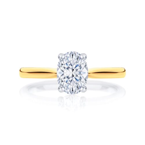 Oval Diamond Solitaire Ring in Yellow Gold | Ballerina (Oval)