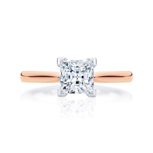 Princess Diamond Solitaire Ring in Rose Gold | Ballerina (Princess)