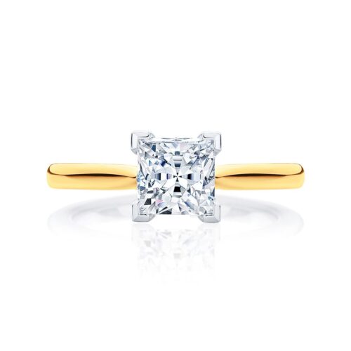 Princess Diamond Solitaire Ring in Yellow Gold | Ballerina (Princess)