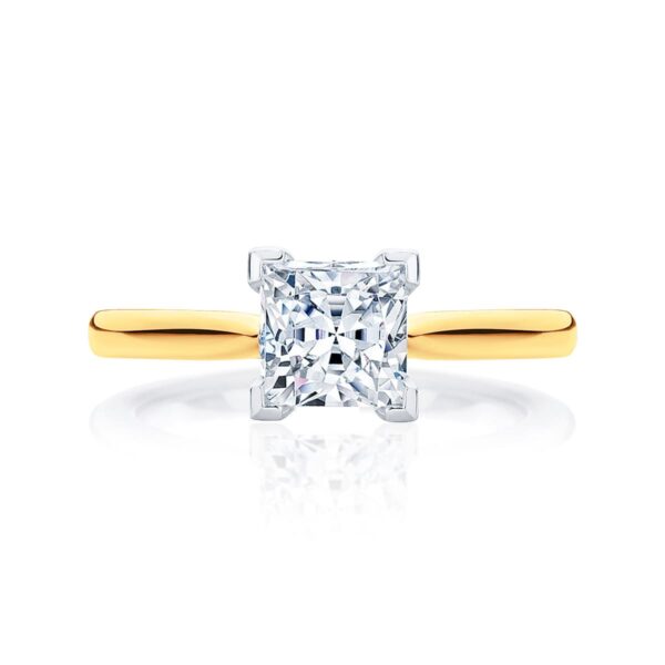 Princess Diamond Solitaire Ring in Yellow Gold | Ballerina (Princess)