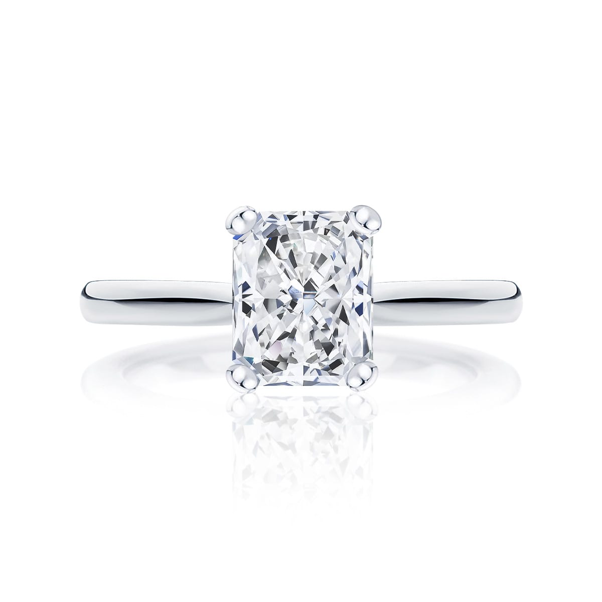 Radiant Diamond Solitaire Ring in Platinum | Ballerina (Radiant Cut)