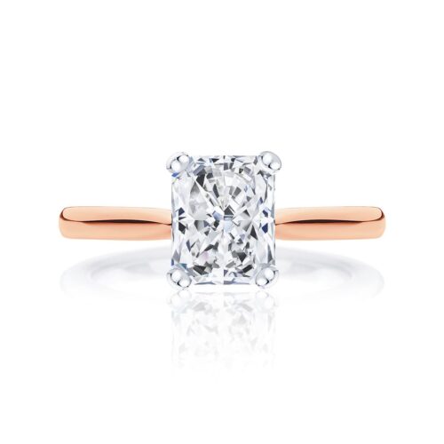 Radiant Diamond Solitaire Ring in Rose Gold | Ballerina (Radiant Cut)