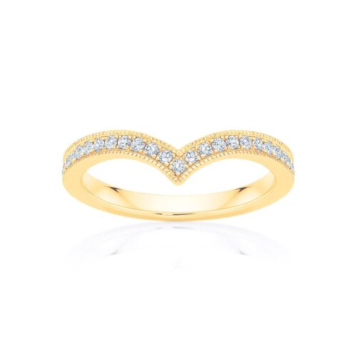 Womens Contoured Vintage Diamond Wedding Ring in Yellow Gold | Duchess