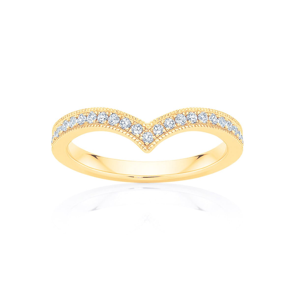 Womens Contoured Vintage Diamond Wedding Ring in Yellow Gold | Duchess
