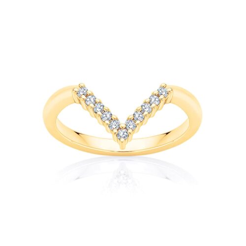 Womens Contoured Vintage Diamond Eternity Ring in Yellow Gold | Empire