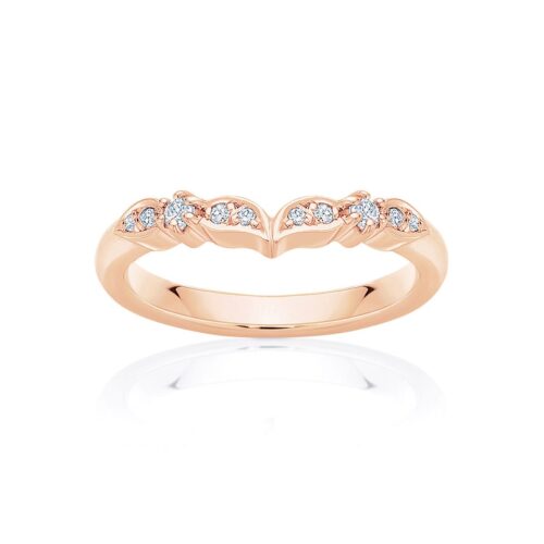 Womens Contoured Vintage Diamond Eternity Ring in Rose Gold | Paisley