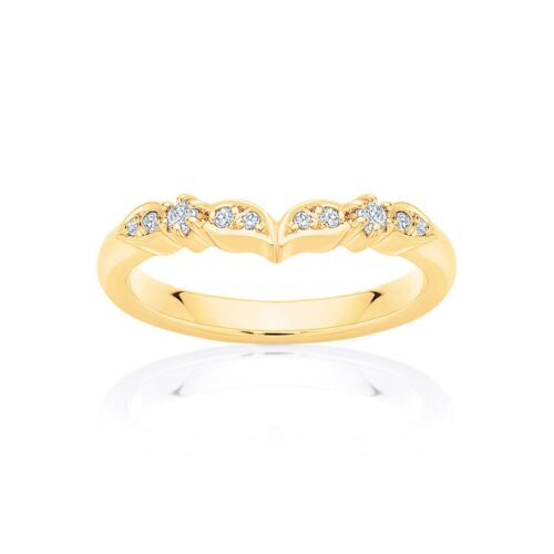Womens Contoured Vintage Diamond Eternity Ring in Yellow Gold | Paisley