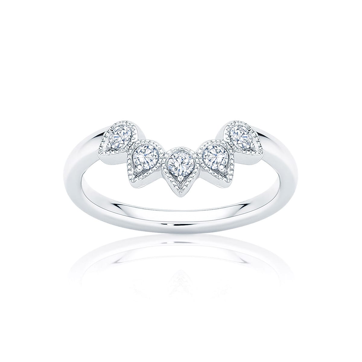 Womens Contoured Vintage Diamond Eternity Ring in White Gold | Rain Drops
