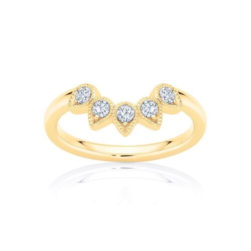 Womens Contoured Vintage Diamond Eternity Ring in Yellow Gold | Rain Drops