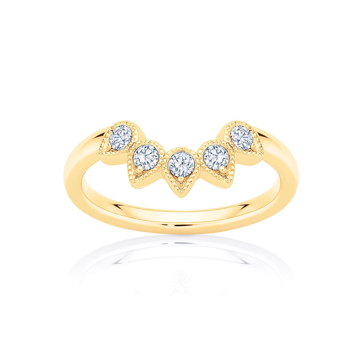 Womens Contoured Vintage Diamond Eternity Ring in Yellow Gold | Rain Drops