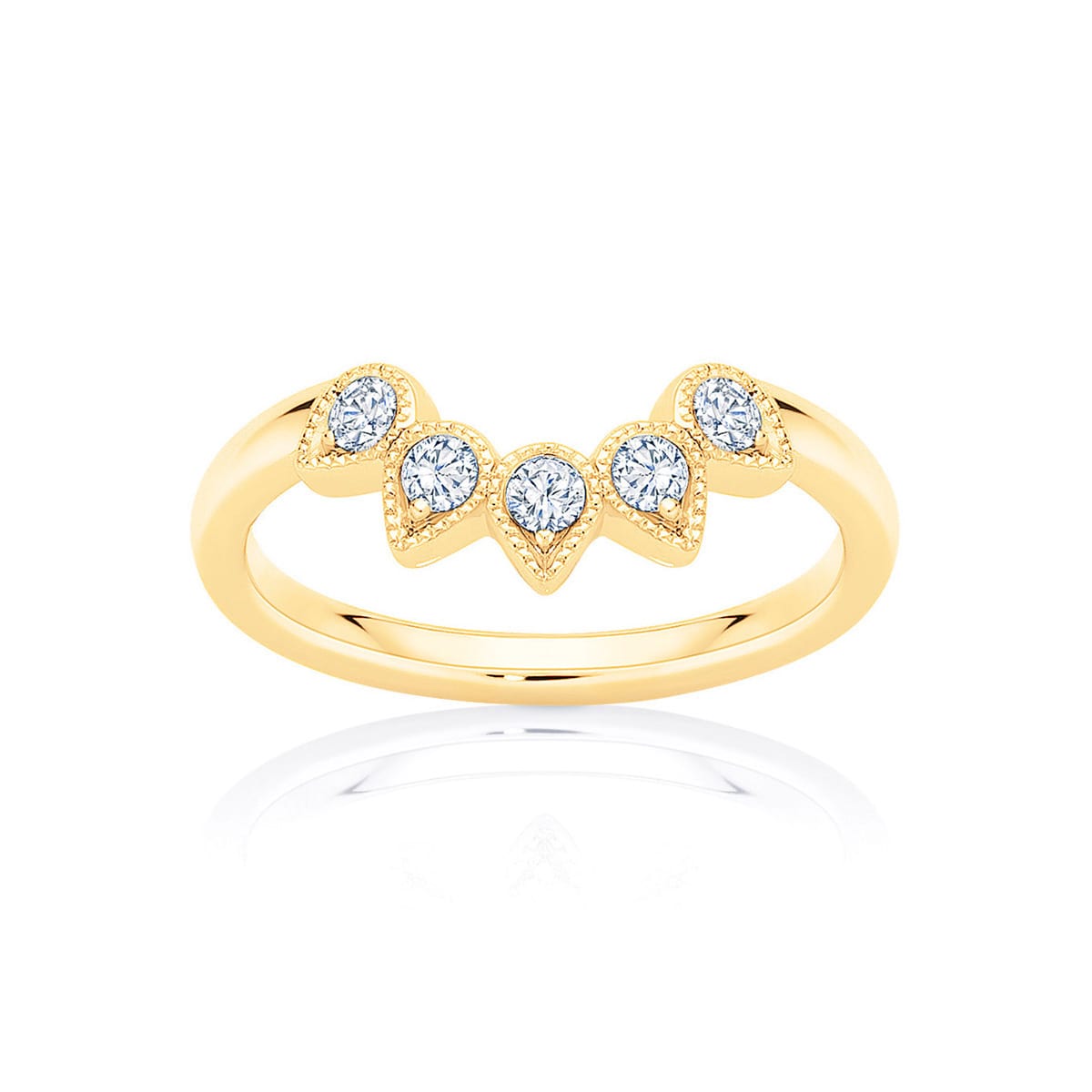 Womens Contoured Vintage Diamond Eternity Ring in Yellow Gold | Rain Drops