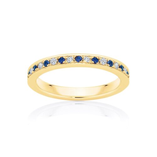 Womens Diamond and Sapphire Wedding Ring in Yellow Gold | Santorini