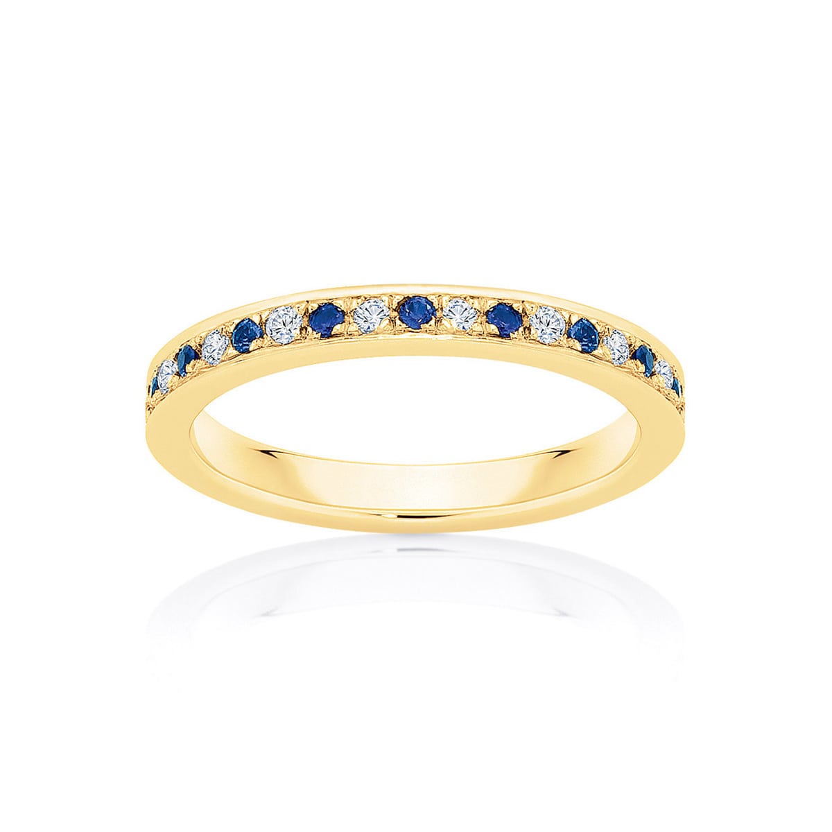 Womens Diamond and Sapphire Wedding Ring in Yellow Gold | Santorini