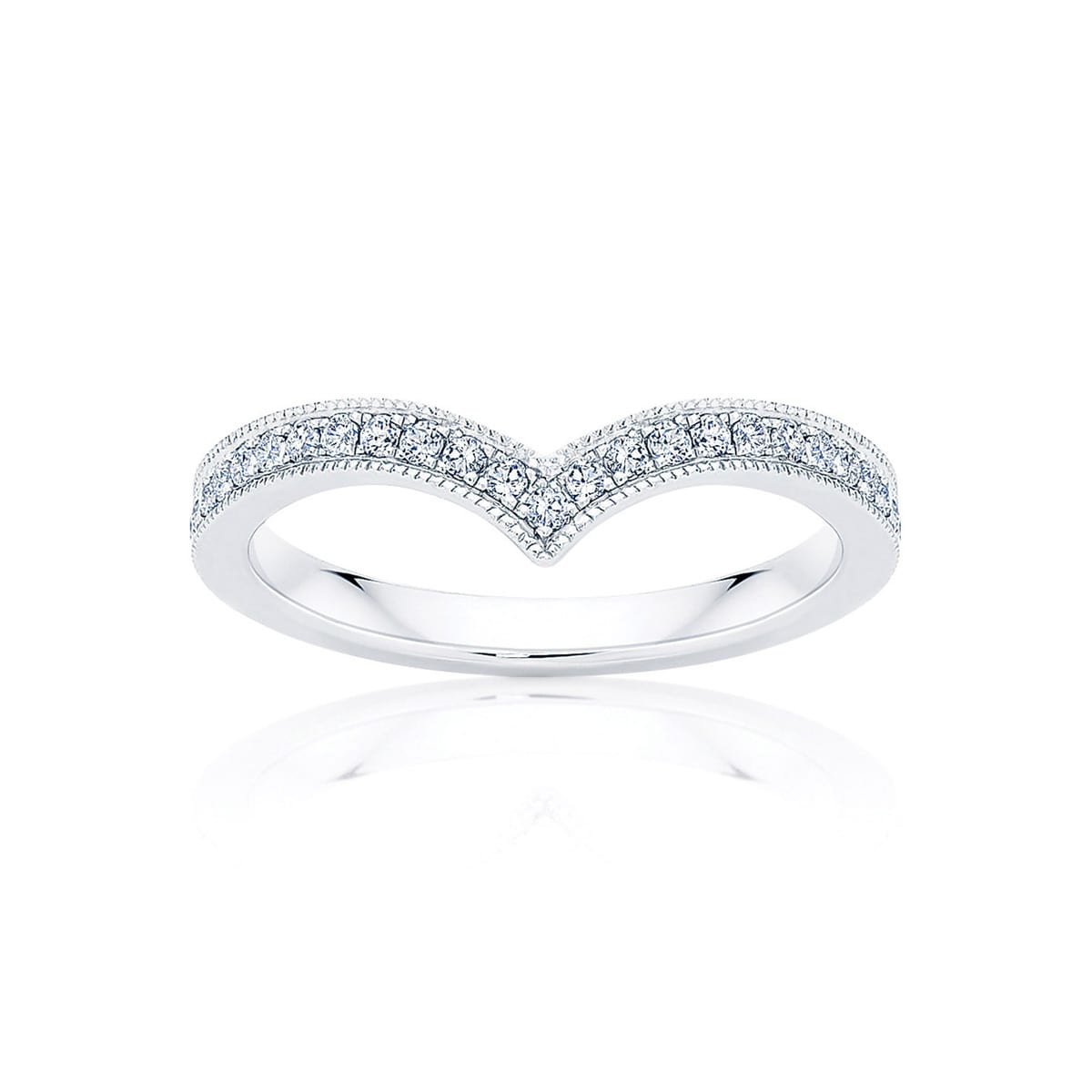 Womens Contoured Vintage Diamond Wedding Ring in Platinum | Duchess