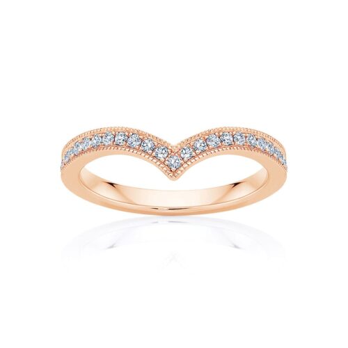 Womens Contoured Vintage Diamond Wedding Ring in Rose Gold | Duchess