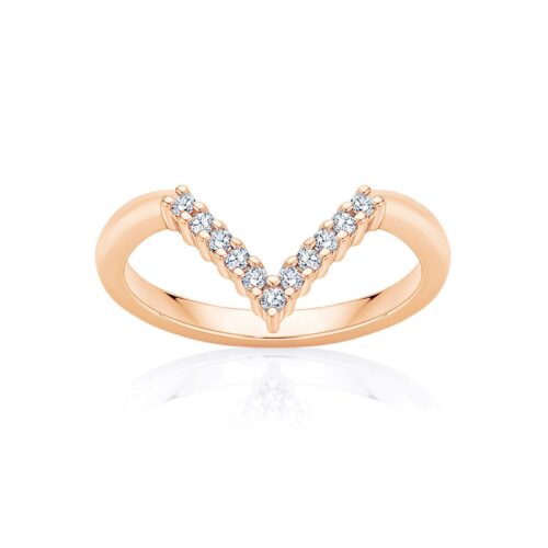 Womens Contoured Vintage Diamond Wedding Ring in Rose Gold | Empire