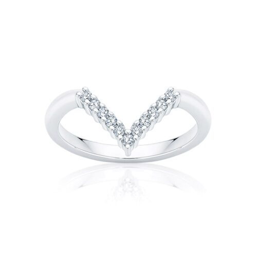 Womens Contoured Vintage Diamond Wedding Ring in White Gold | Empire