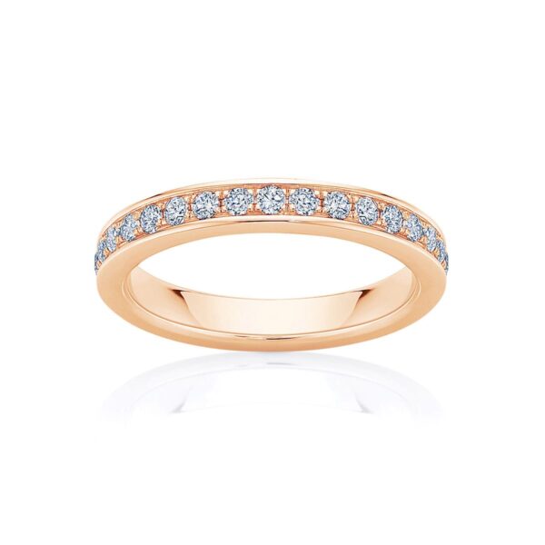 Womens Diamond Wedding Ring in Rose Gold | Bead Set