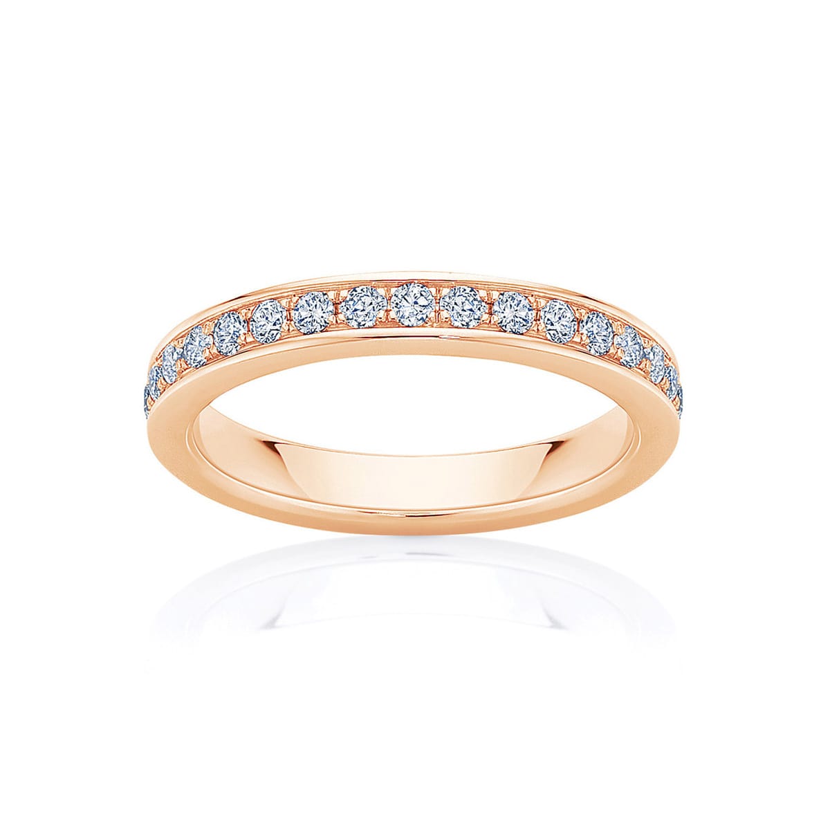 Womens Diamond Wedding Ring in Rose Gold | Bead Set