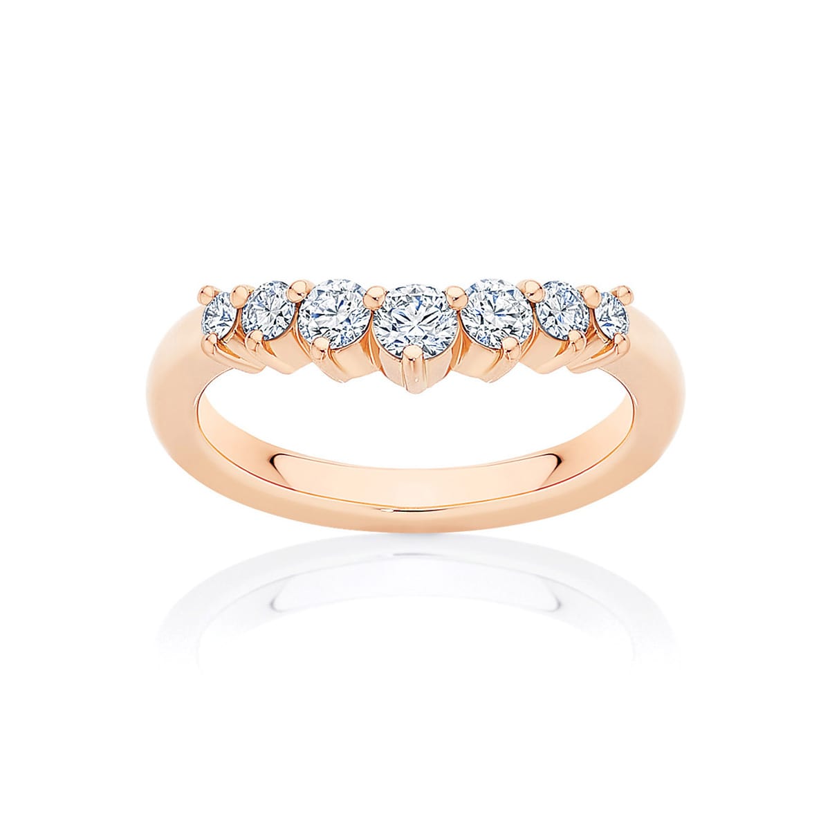 Womens Contoured Diamond Wedding Ring in Rose Gold | Linden