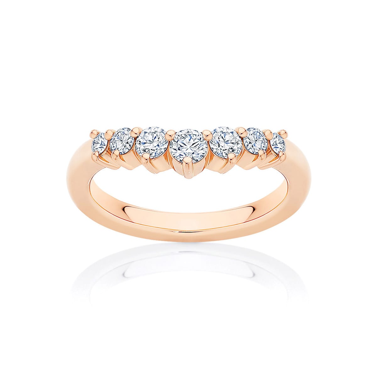 Womens Contoured Diamond Wedding Ring in Rose Gold | Linden